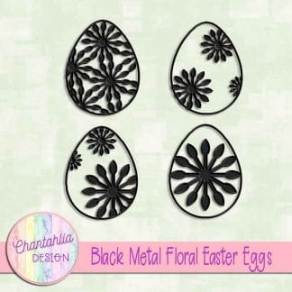 free black metal floral easter eggs
