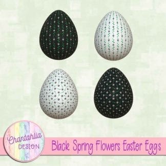 Free Easter egg design elements featuring black spring flowers