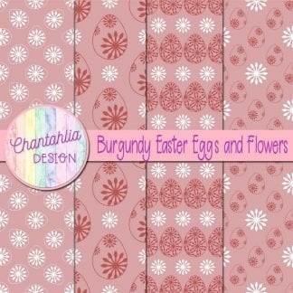 Free burgundy digital papers featuring flowers in Easter eggs