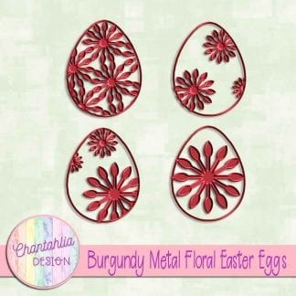 free burgundy metal floral easter eggs