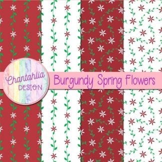 Free digital paper with burgundy spring flower designs