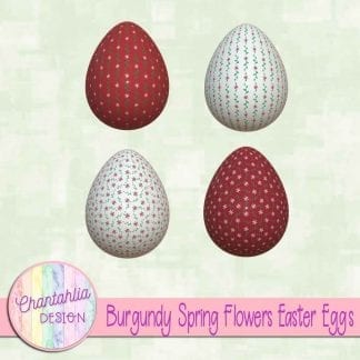 Free Easter egg design elements featuring burgundy spring flowers