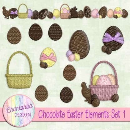 Free design elements in a Chocolate Easter theme