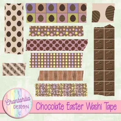 Free digital washi tape in a Chocolate Easter theme