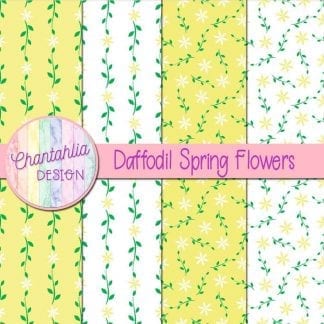 Free digital paper with daffodil spring flower designs