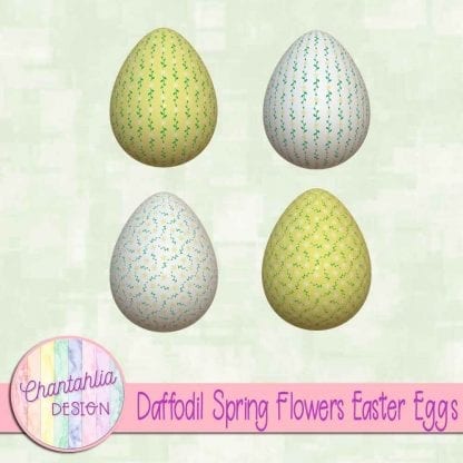 Free Easter egg design elements featuring daffodil spring flowers
