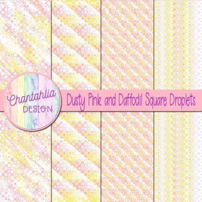 Free dusty pink and daffodil square droplets digital papers