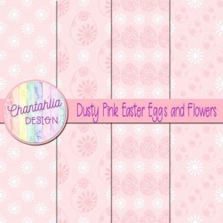 Free dusty pink digital papers featuring flowers in Easter eggs