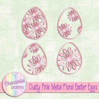 free dusty pink metal floral easter eggs