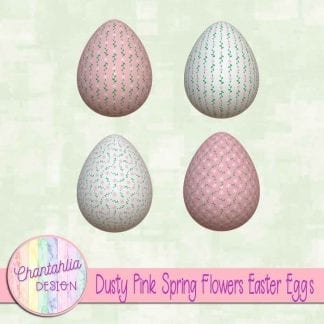 Free Easter egg design elements featuring dusty pink spring flowers