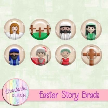 Free digital brads in an Easter Story theme