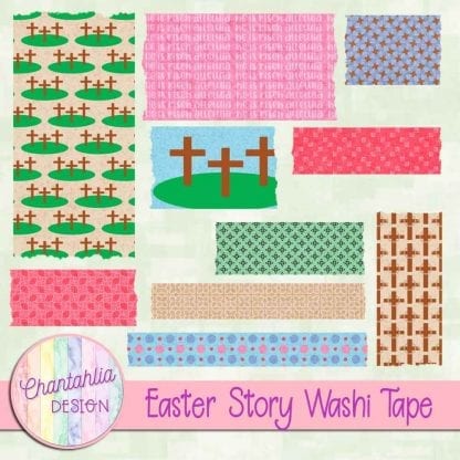 Free washi tape in an Easter Story theme.