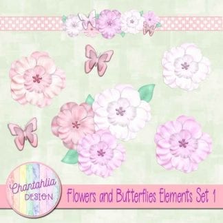 free flowers and butterflies design elements
