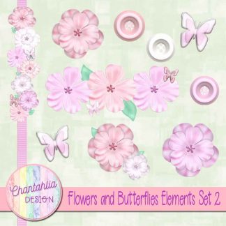 free flowers and butterflies design elements