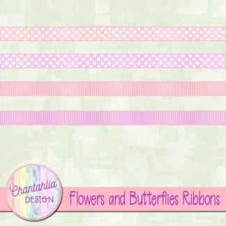 Free digital ribbons in a Flowers and Butterflies theme
