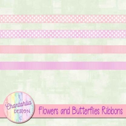 Free digital ribbons in a Flowers and Butterflies theme