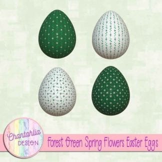 Free Easter egg design elements featuring forest green spring flowers