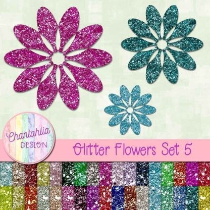 free glitter flowers design elements