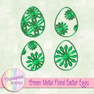 free green metal floral easter eggs