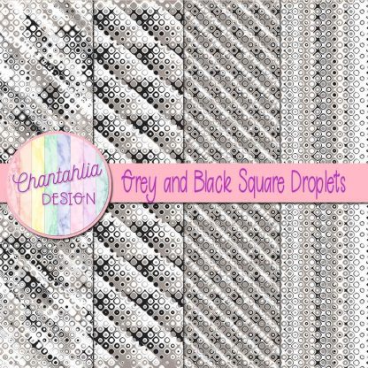 Free grey and black square droplets digital papers