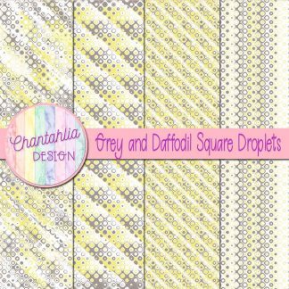 Free grey and daffodil square droplets digital papers