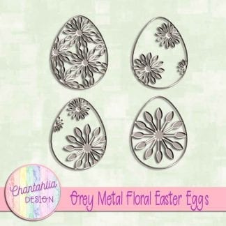 free grey metal floral easter eggs