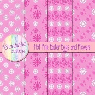 Free hot pink digital papers featuring flowers in Easter eggs
