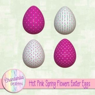 Free Easter egg design elements featuring hot pink spring flowers
