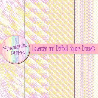 Free lavender and daffodil square droplets digital papers
