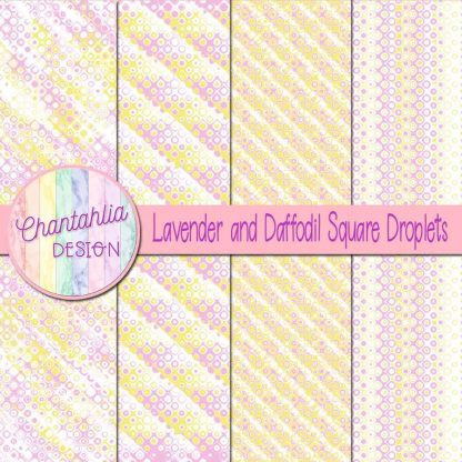 Free lavender and daffodil square droplets digital papers