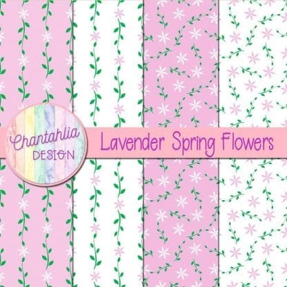 Free digital paper with lavender spring flower designs