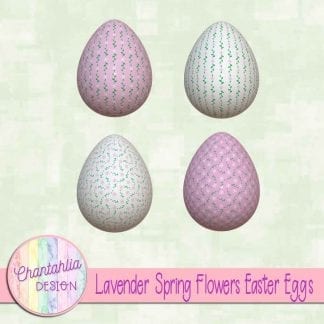Free Easter egg design elements featuring lavender spring flowers