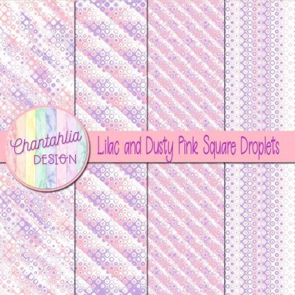 Free lilac and dusty pink square droplets digital papers