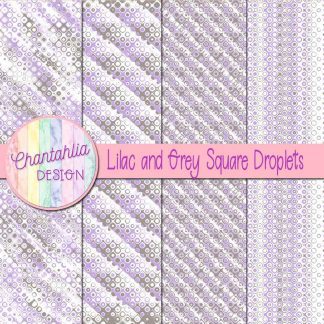 Free lilac and grey square droplets digital papers