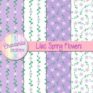 Free digital paper with lilac spring flower designs