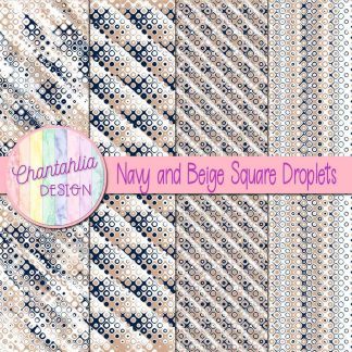 Free navy and beige square droplets digital papers
