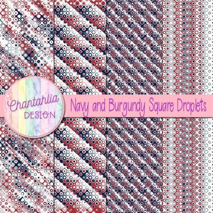 Free navy and burgundy square droplets digital papers