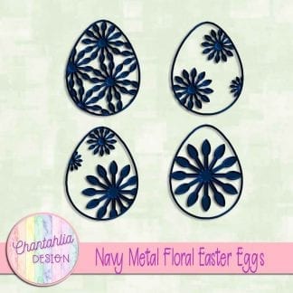 free navy metal floral easter eggs