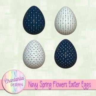 Free Easter egg design elements featuring navy spring flowers