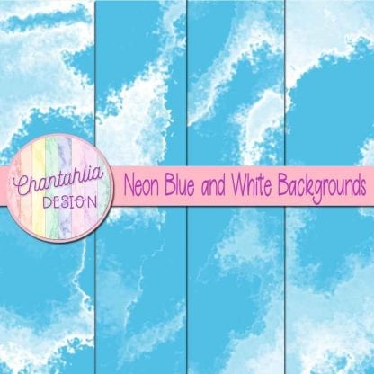 Free neon blue and white digital paper backgrounds