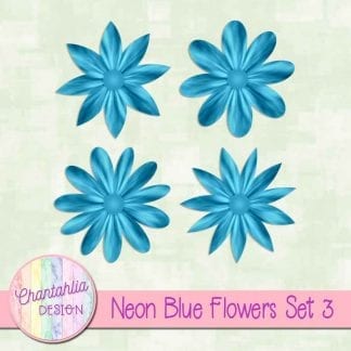 Free neon blue flowers design elements with instant download