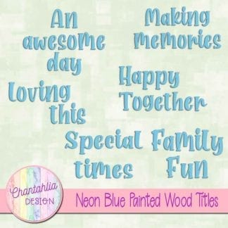 free neon blue painted wood titles
