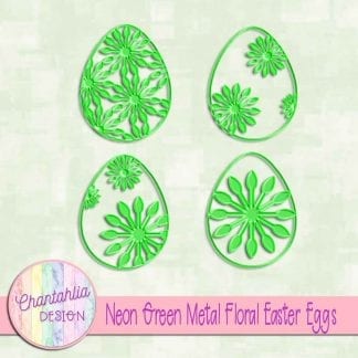 free neon green metal floral easter eggs