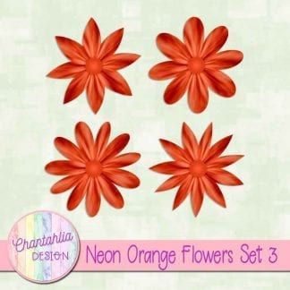 Free neon orange flowers design elements with instant download