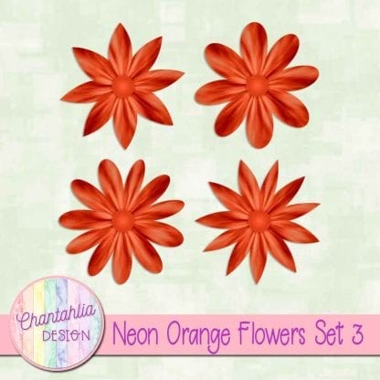 Free neon orange flowers design elements with instant download