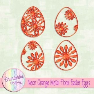 free neon orange metal floral easter eggs