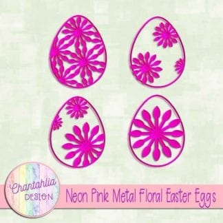 free neon pink metal floral easter eggs