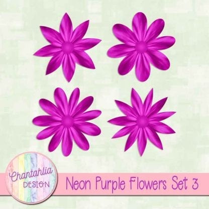 Free neon purple flowers design elements