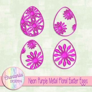 free neon purple metal floral easter eggs