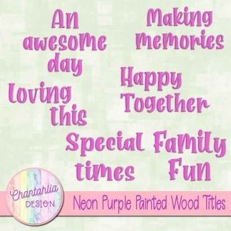 free neon purple painted wood titles